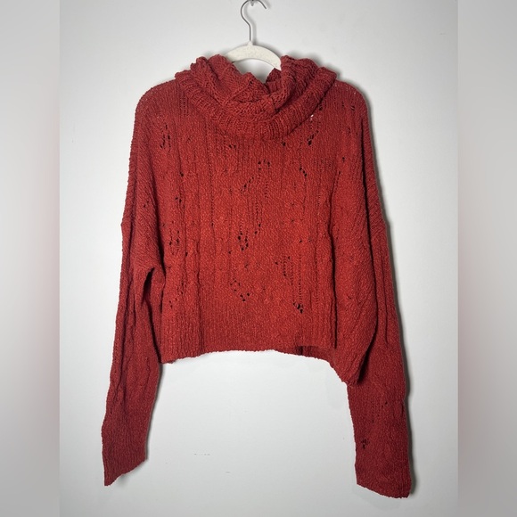 Free People Shades of Dawn Pullover Sweater Cowl Neck Slouchy Cable Knit Large - Picture 7 of 9